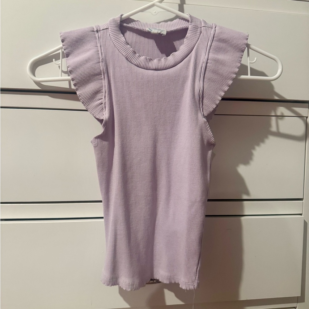 Francesca's Collections Lavender Flutter Sleeve Top